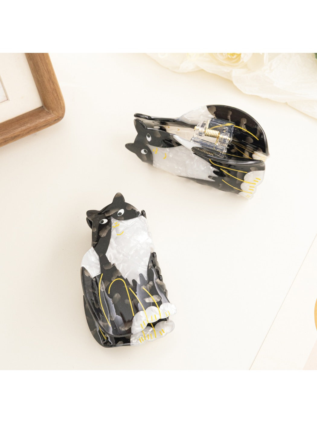 Beau - Adorable Black Kitten Hair Claw Clip