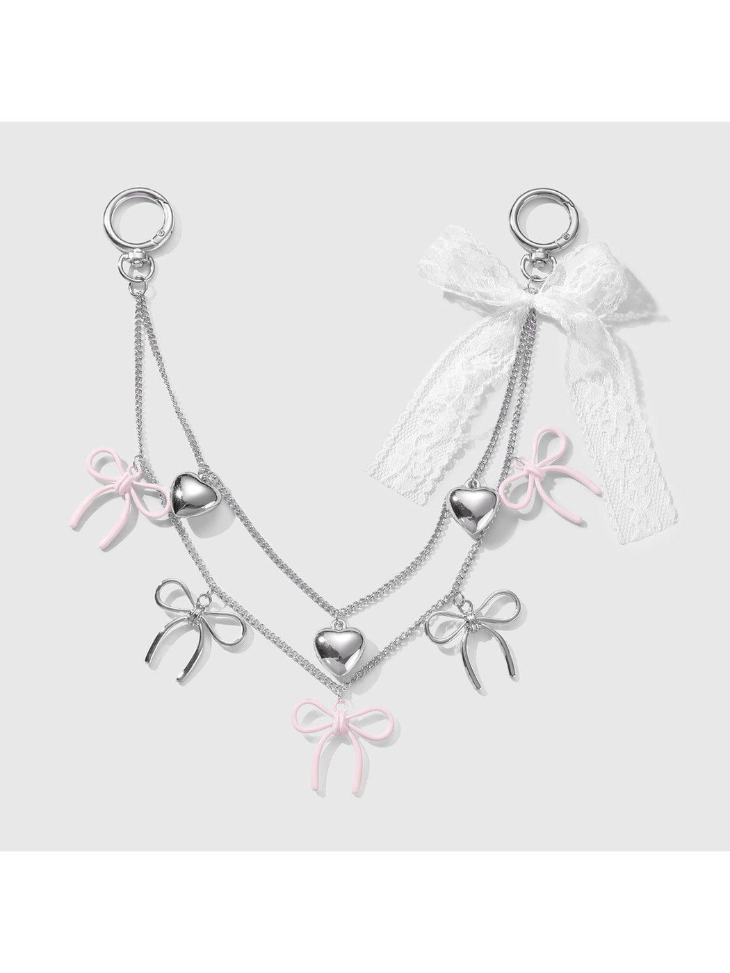 Keypus - Y2K Bow Heart Star Lace Bag Charm Keychain