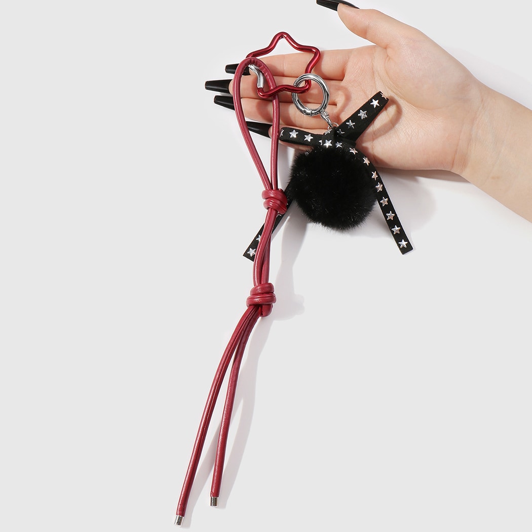 Keypus - Y2K Pom Pom and Heart Keychain