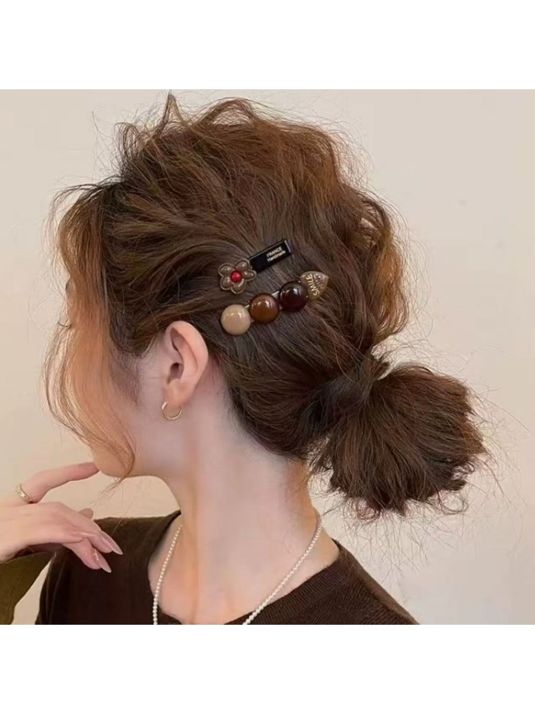 Beau - Color-Blocked Floral Hair Clip Set