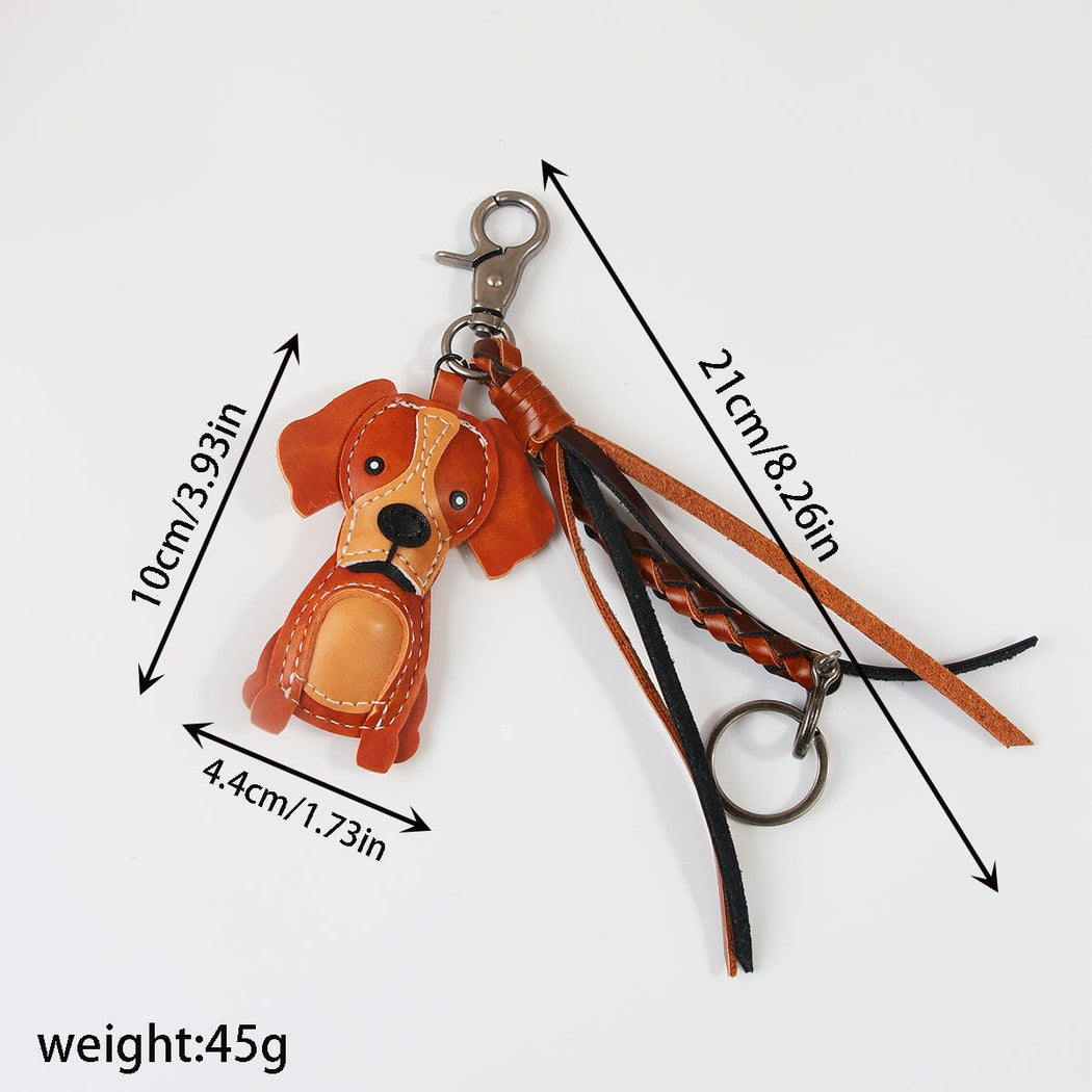 Keypus - Retro PU Puppy Pendant Alloy Keychain
