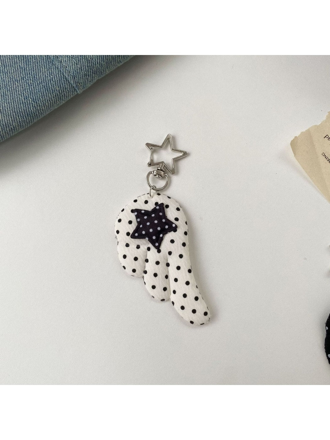 Keypus - Polka Dot Wing Fabric Bag Charm Keychain