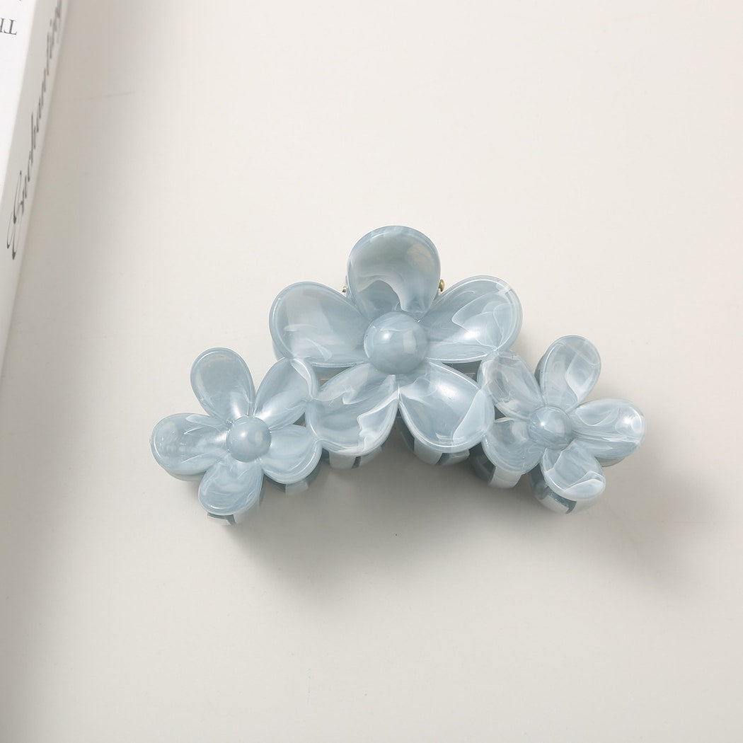 Beau - Marbled Three Flower Petal Claw Hair Clip