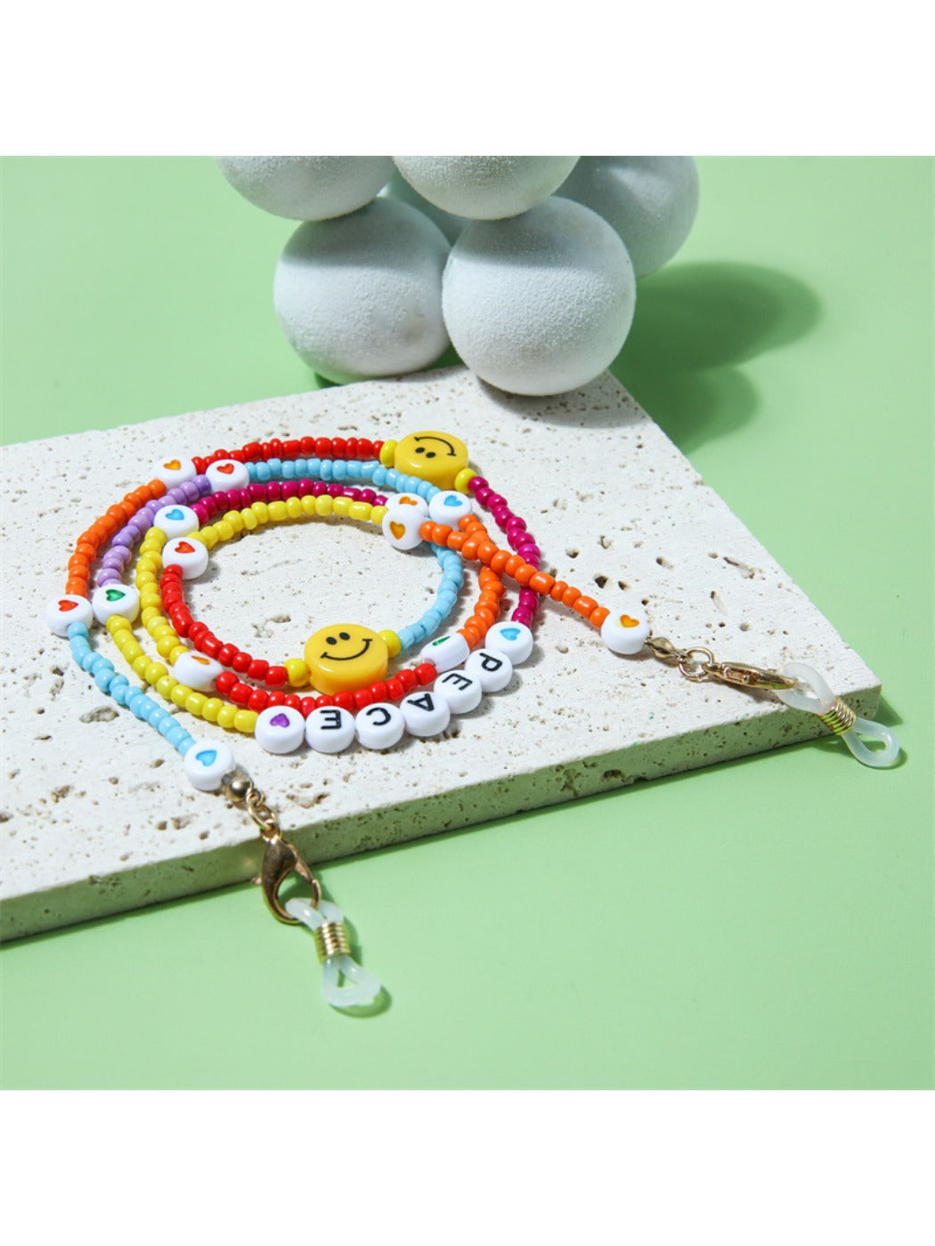 Velra - Colorful Beaded Smiley Face Eyeglass Strap