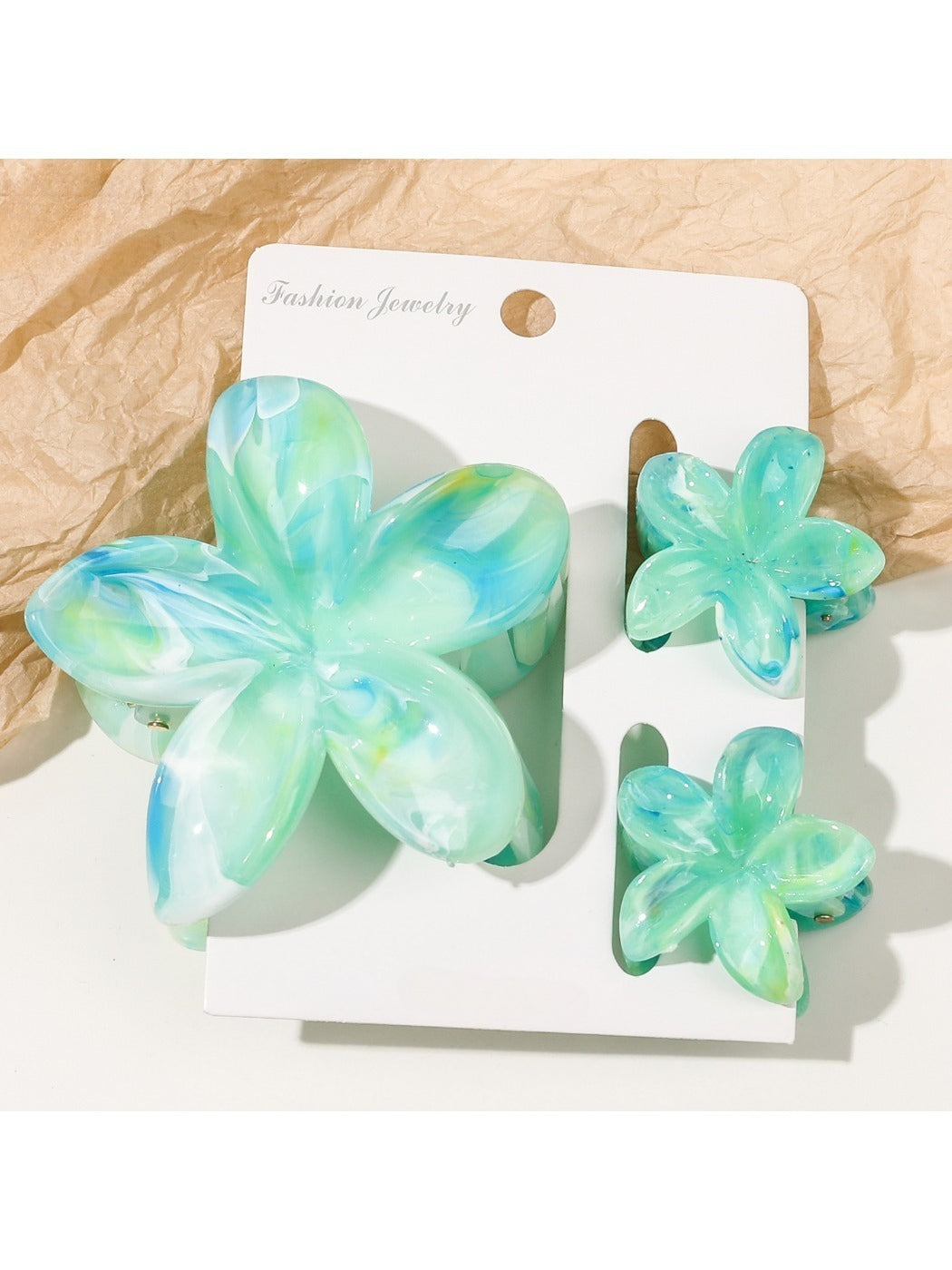 Beau - Marbled Frangipani Hair Clips Set