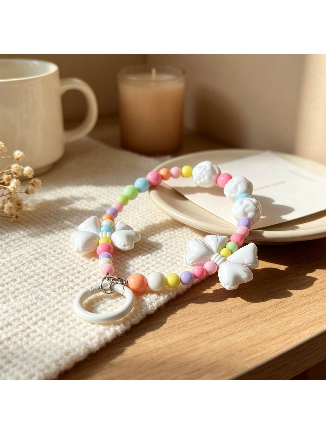 Keypus - Acrylic Bow Beaded Bag Charm Keychain
