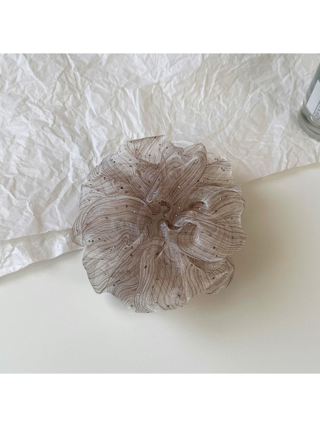Gifty - Ruffled Mesh Polka Dot High Elastic Scrunchie