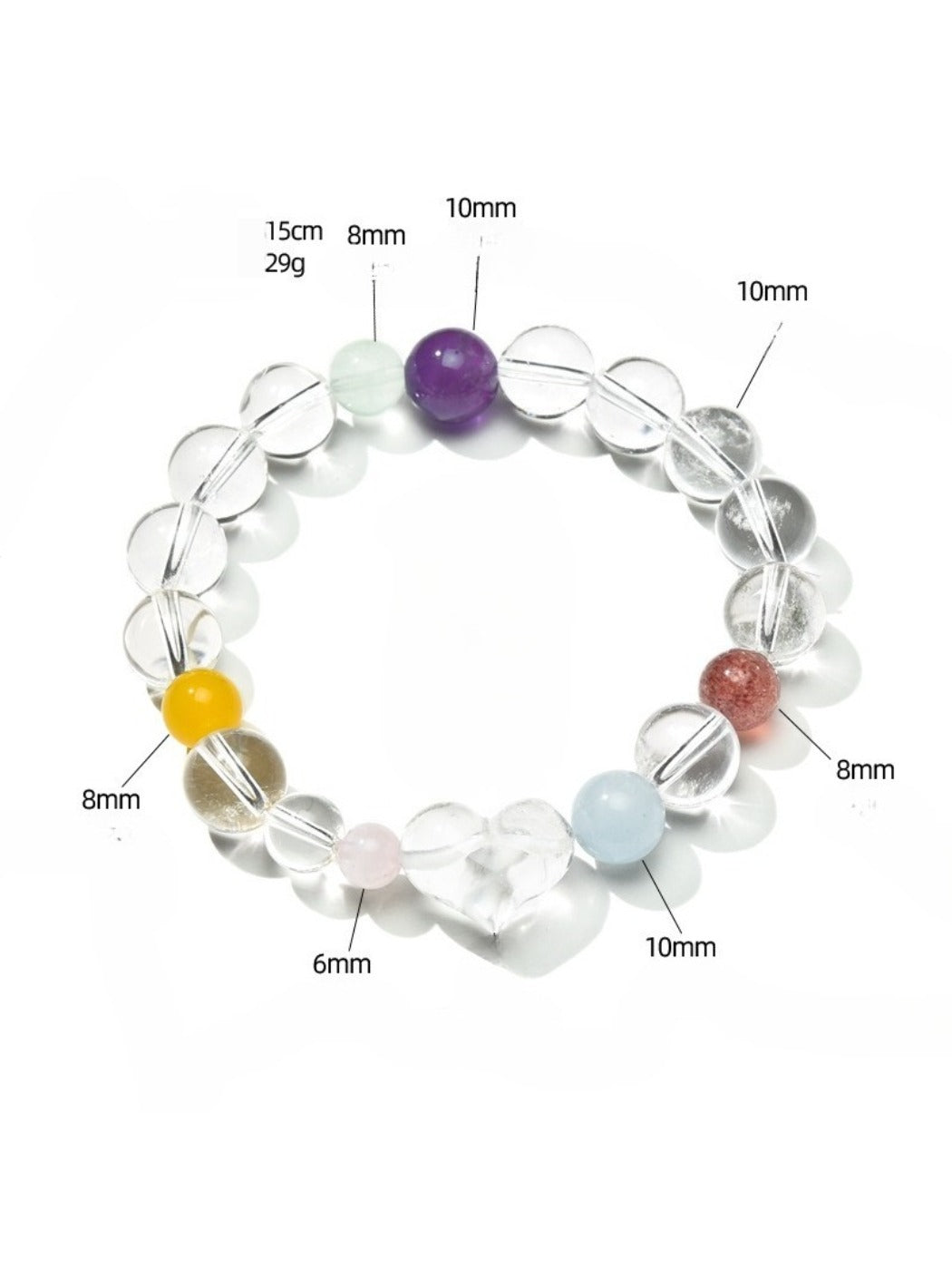 Lovra white multi color crystal bracelet worn on wrist showcasing vibrant beads