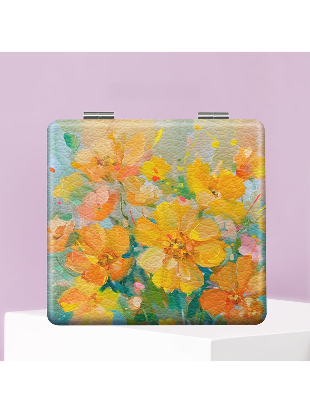 Mirroray - Square Floral Pattern Foldable Compact Mirror