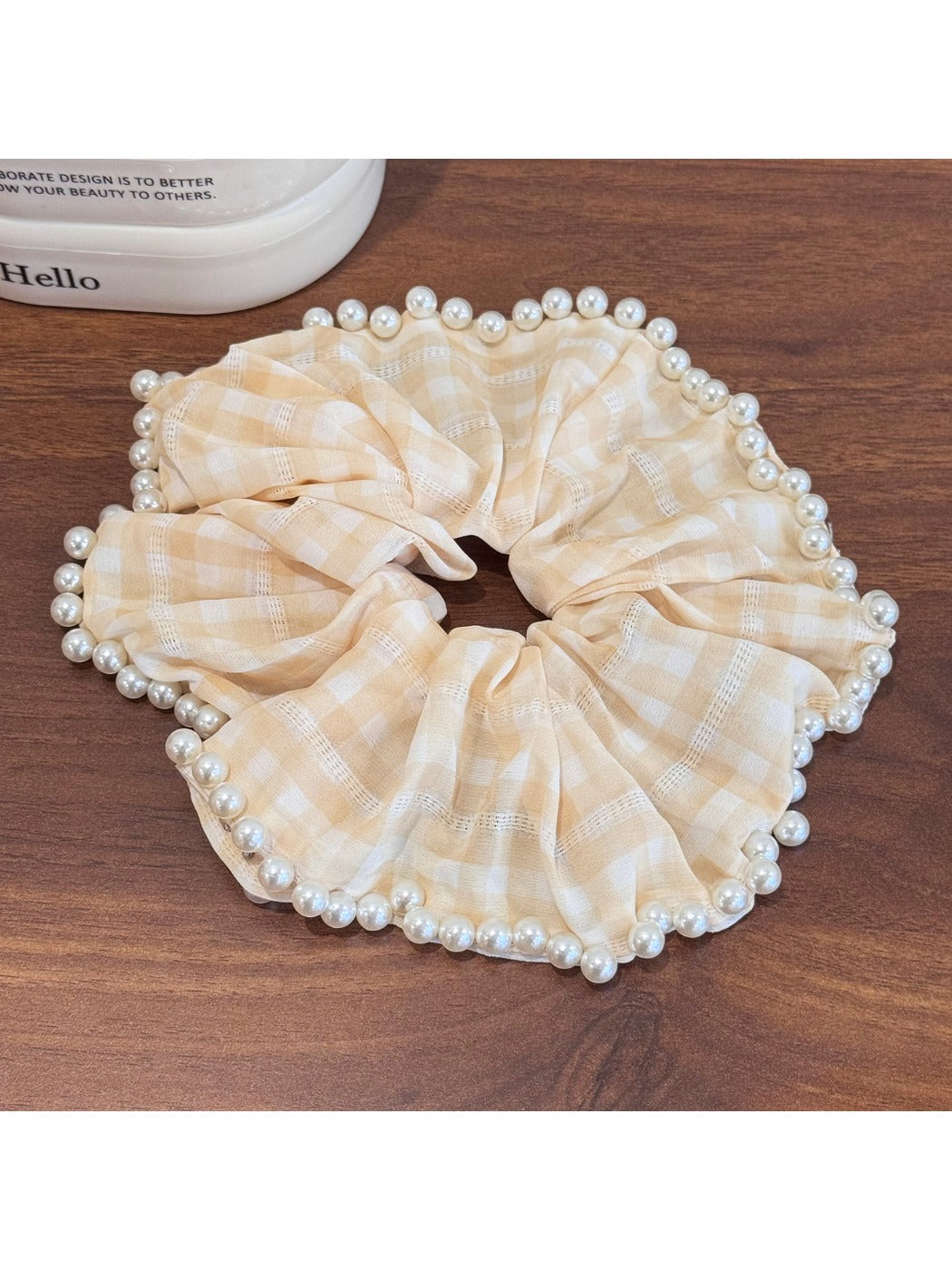 Gifty - Tartan Scrunchies with Beads Large