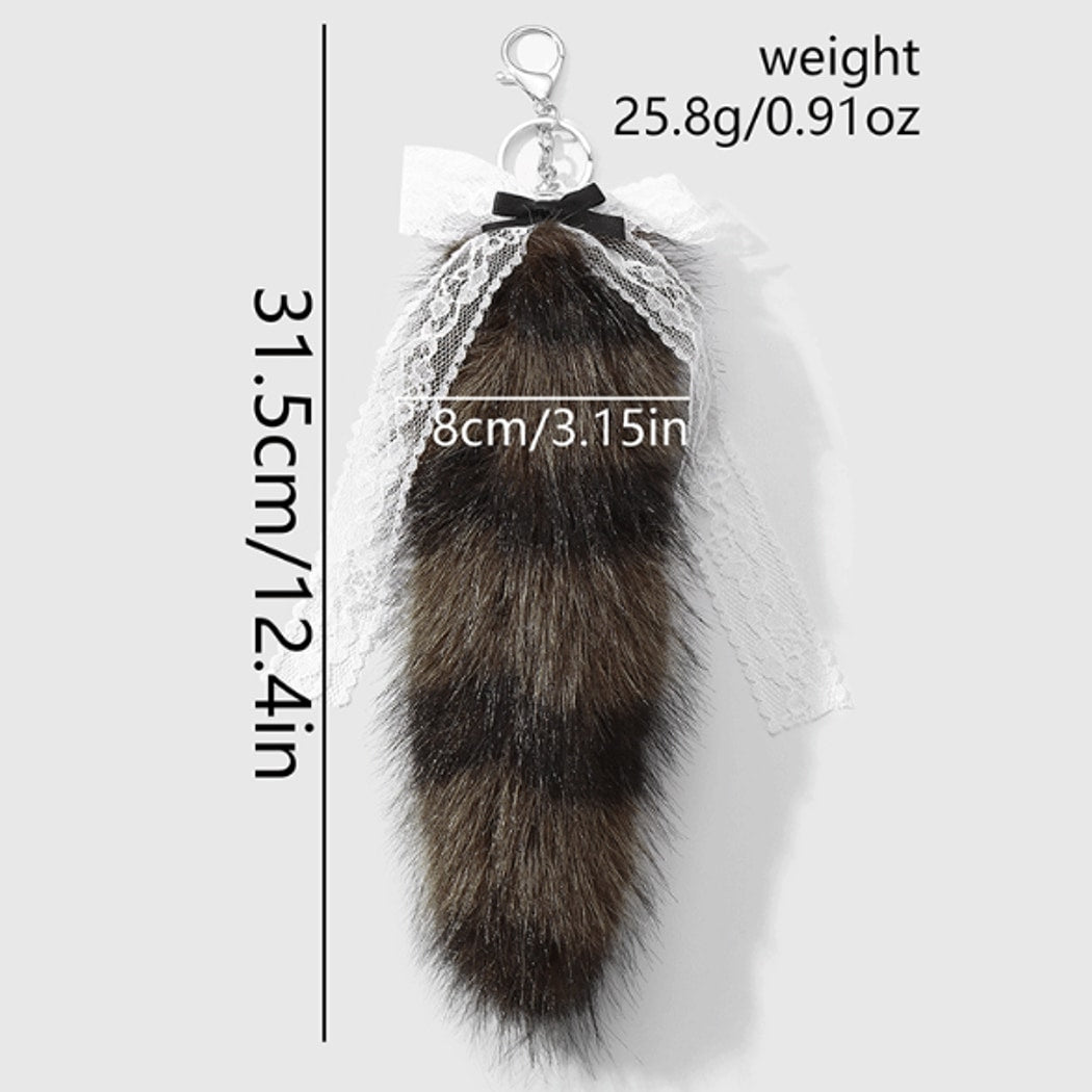 Keypus - Lace Bow Plush Tail Hanging Keychain