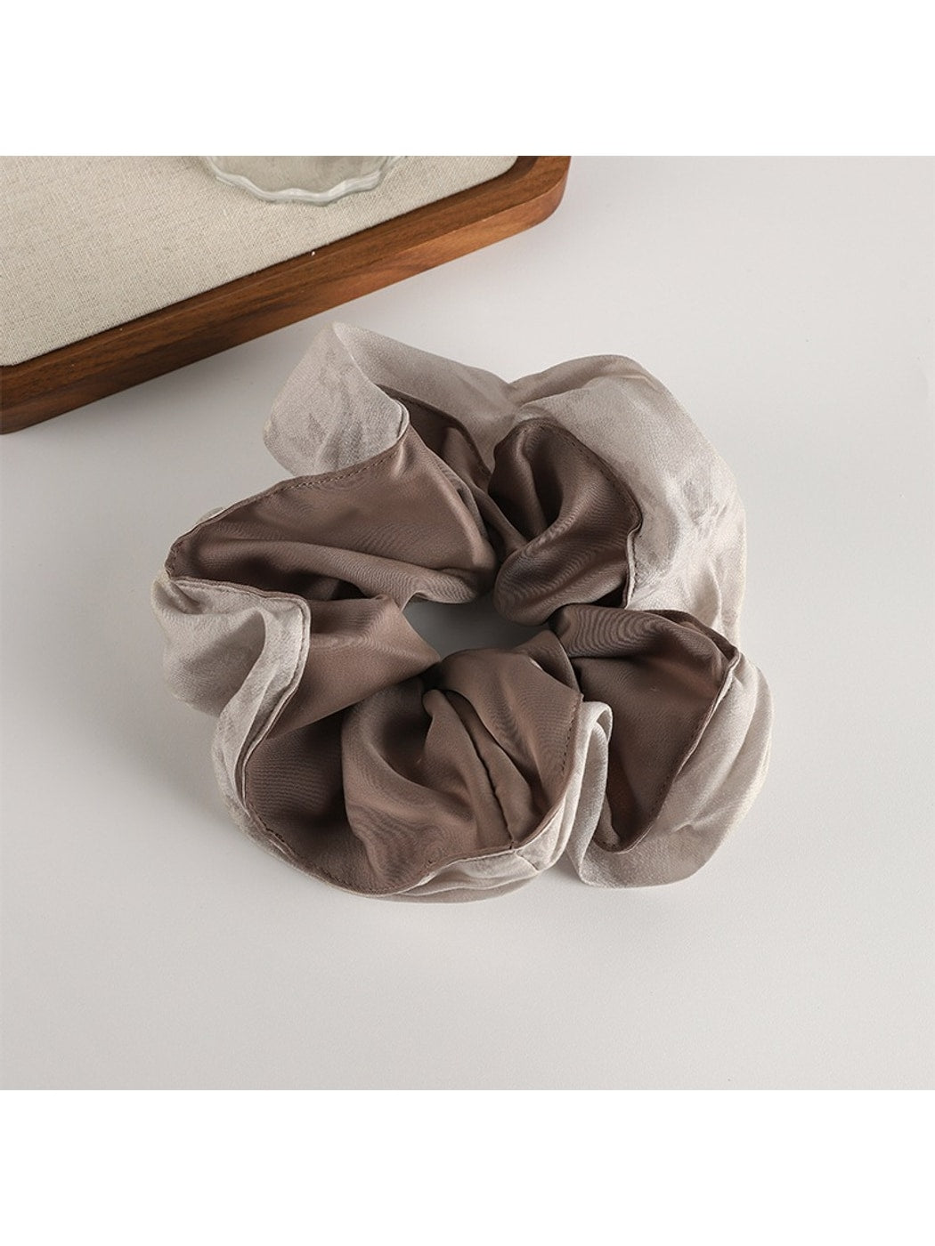 Gifty - Mesh Satin Jacquard Texture Patchwork Scrunchie