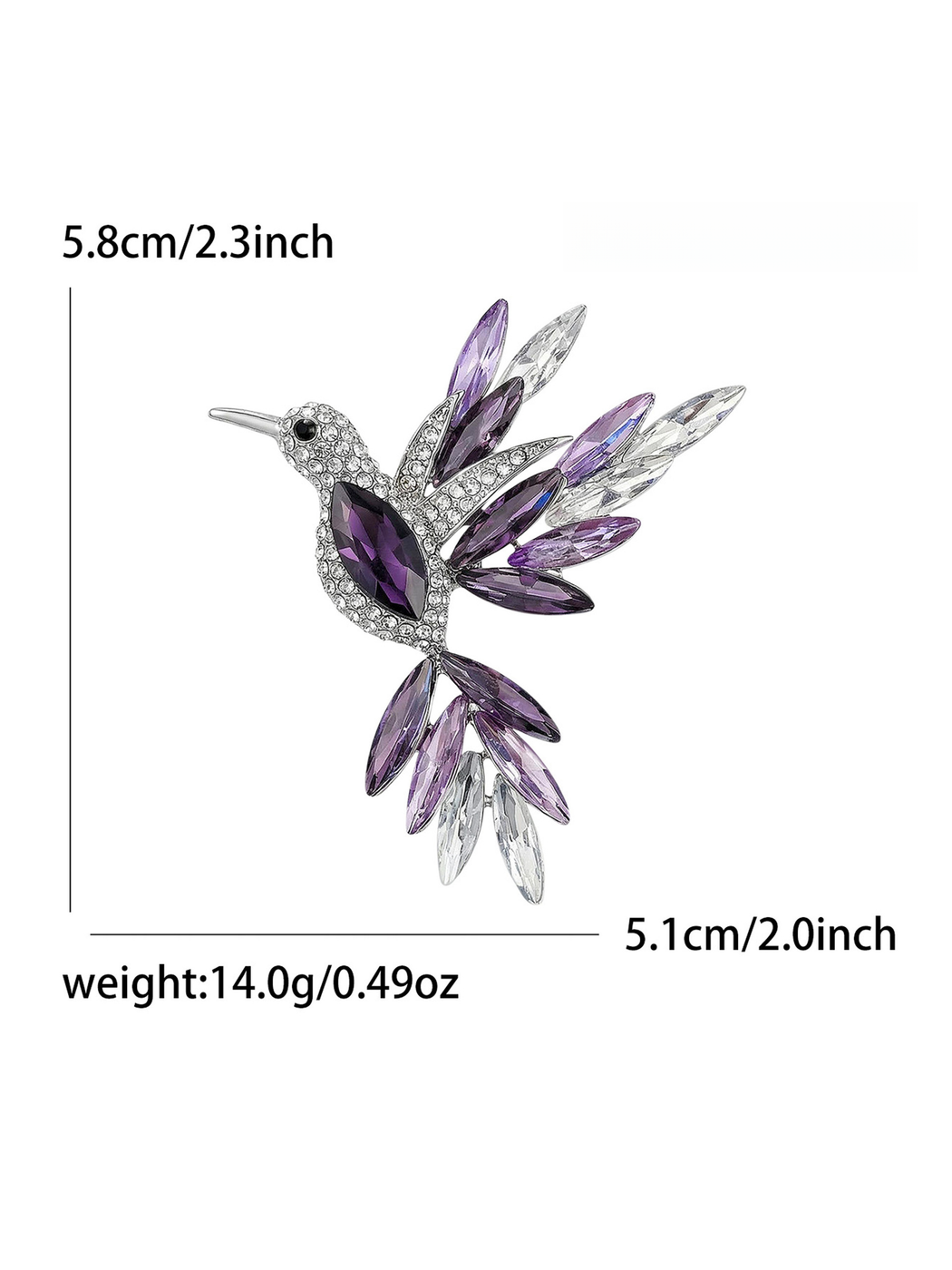 Brovia - Creative Alloy Hummingbird Rhinestone Brooch