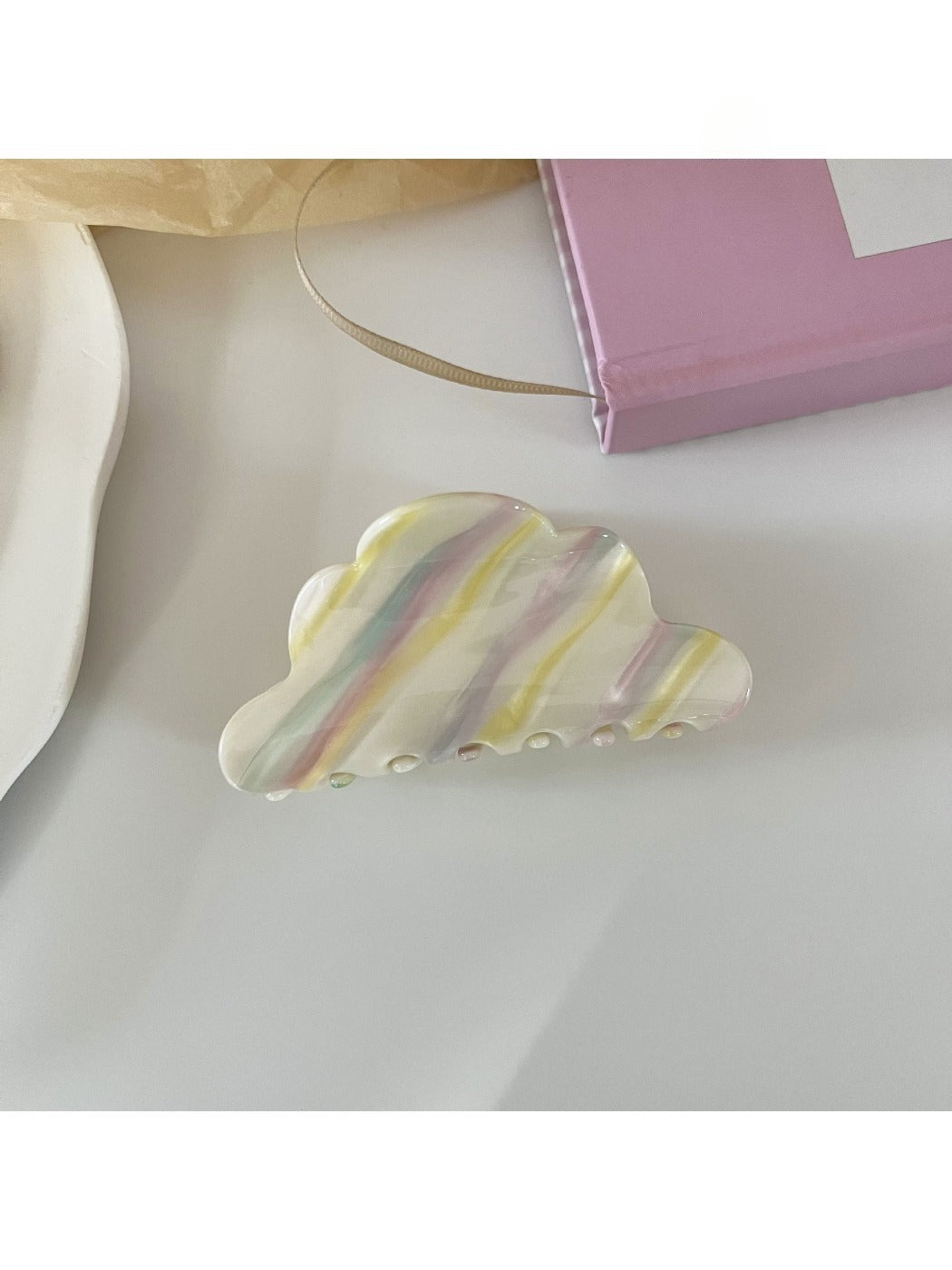 Beau - Striped Cloud-Shaped Hair Clip