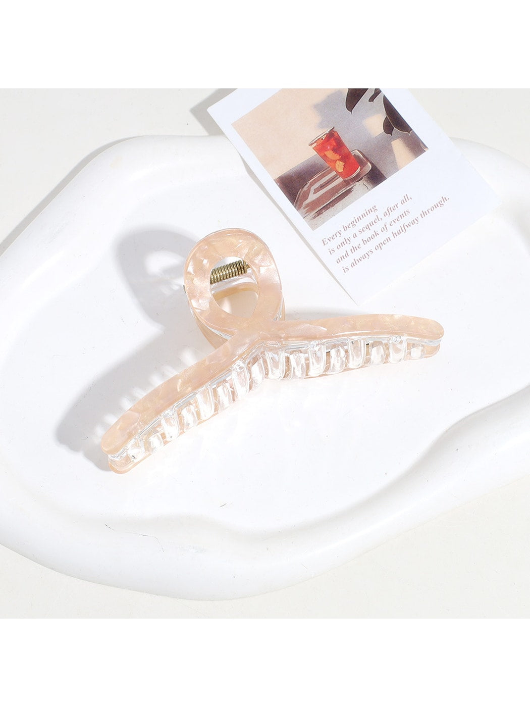 Beau - Floral Print Y-Shaped Plastic Alloy Claw Clip