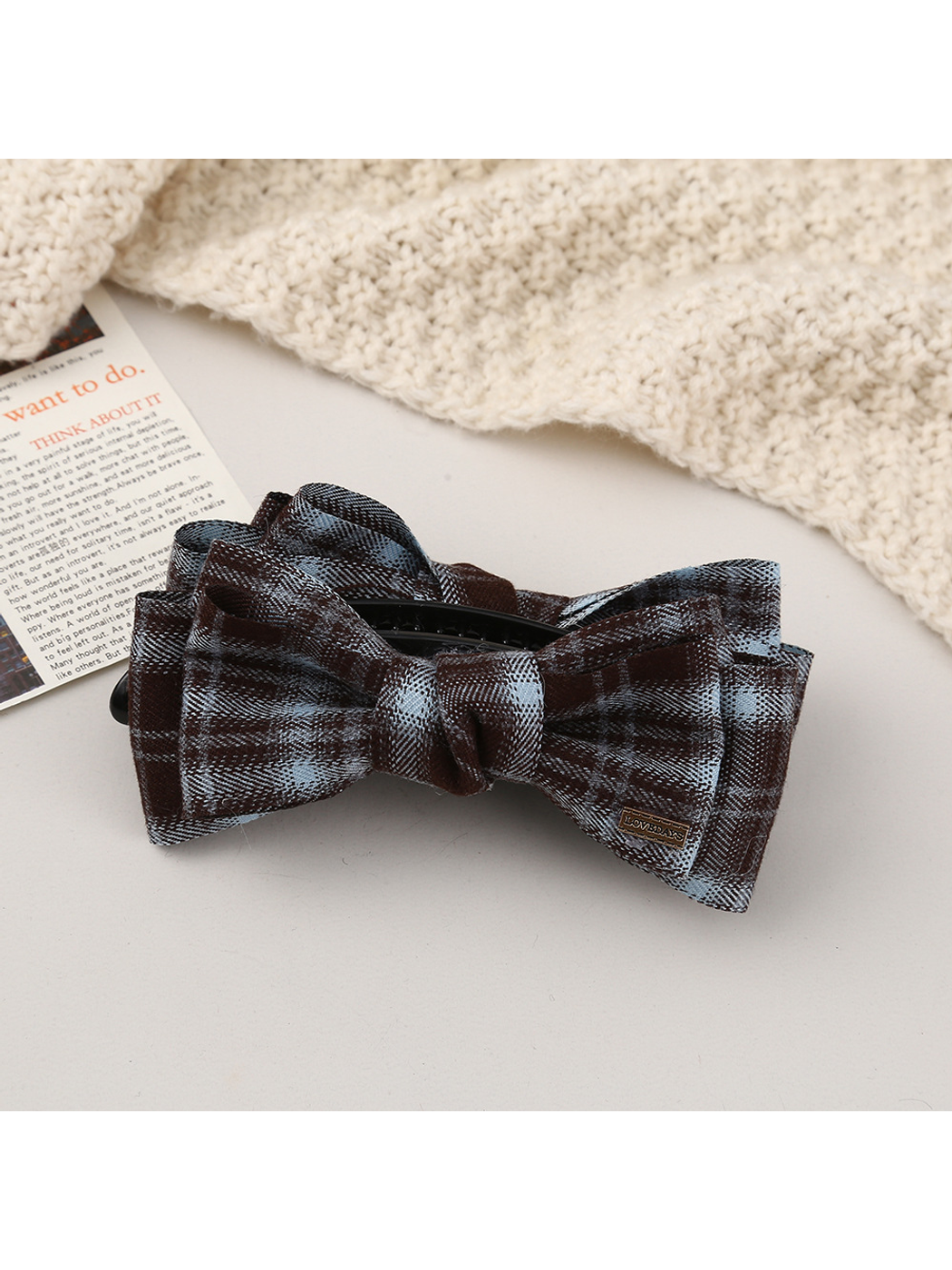 Beau - Vintage Bow Plaid Large Claw Clip