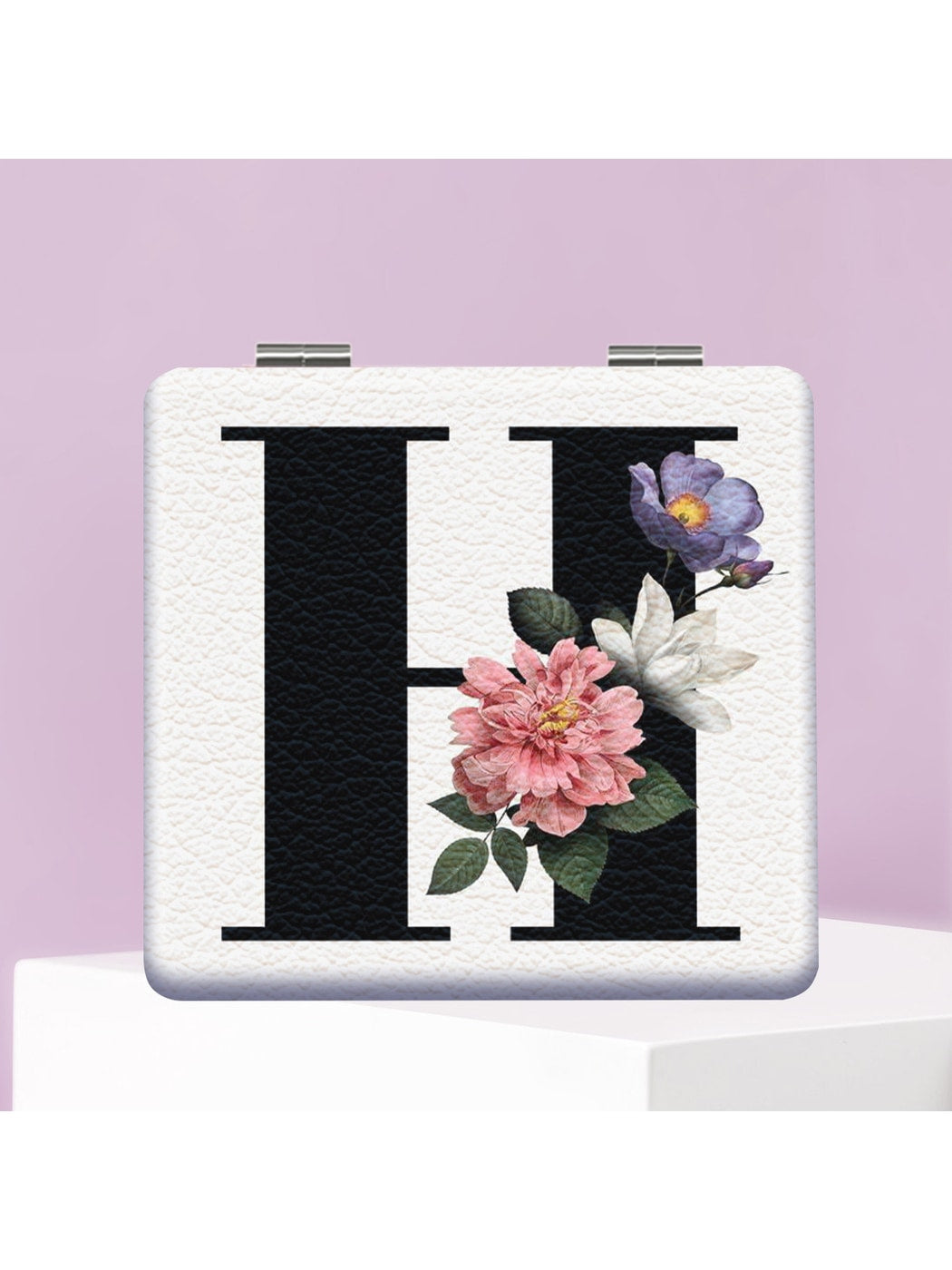 Mirroray - Floral Letter Print Folding Makeup Mirror