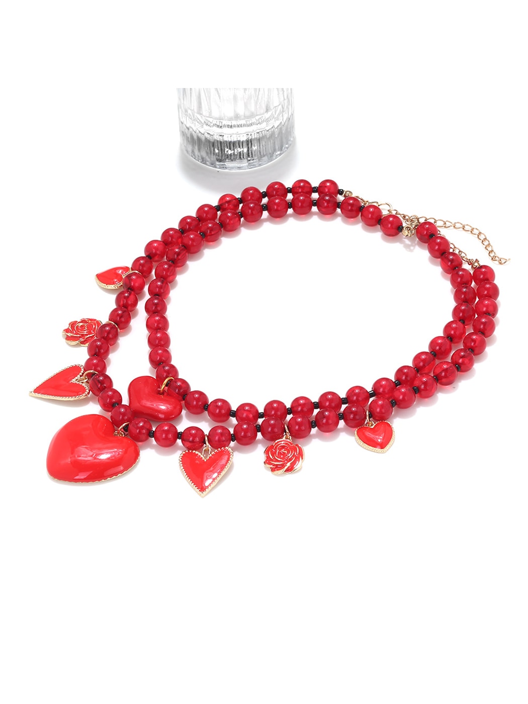 Nozari - Layered Heart Pendant Statement Necklace