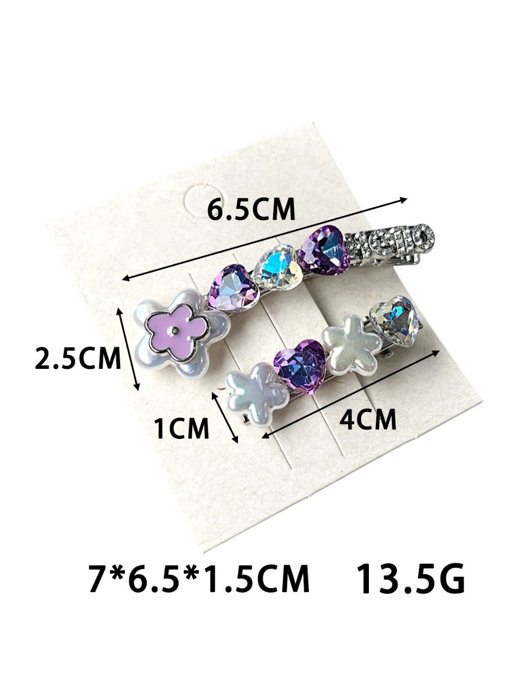 Beau flower hair clip worn in styled hair, showcasing its decorative sparkle
