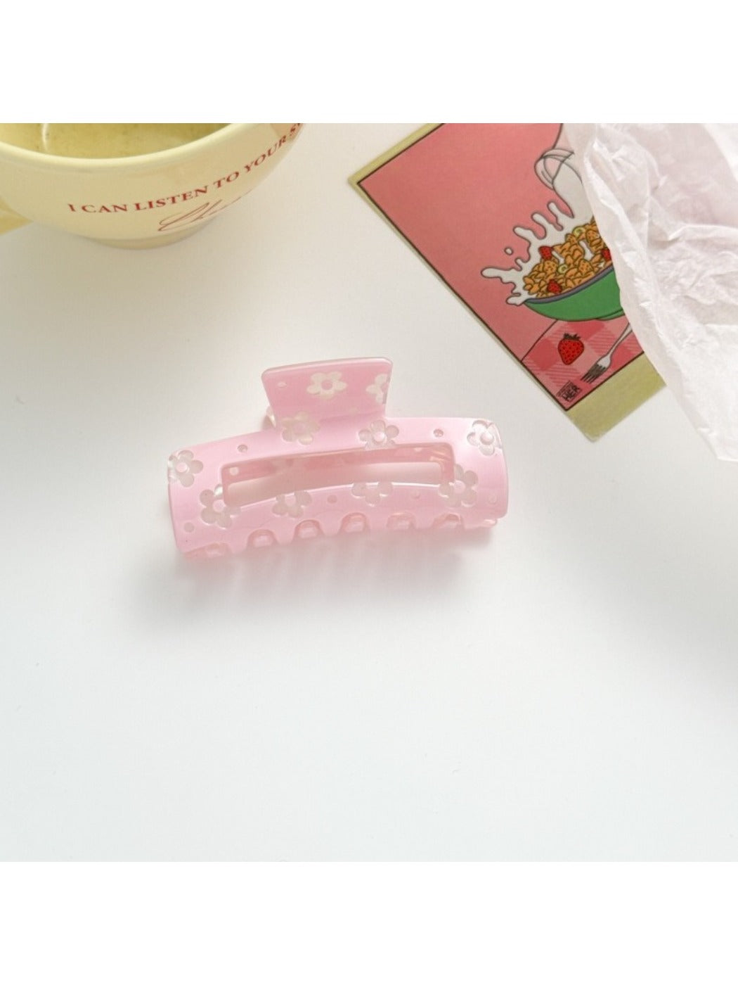 Beau - Cute Openwork Floral Print Claw Clip