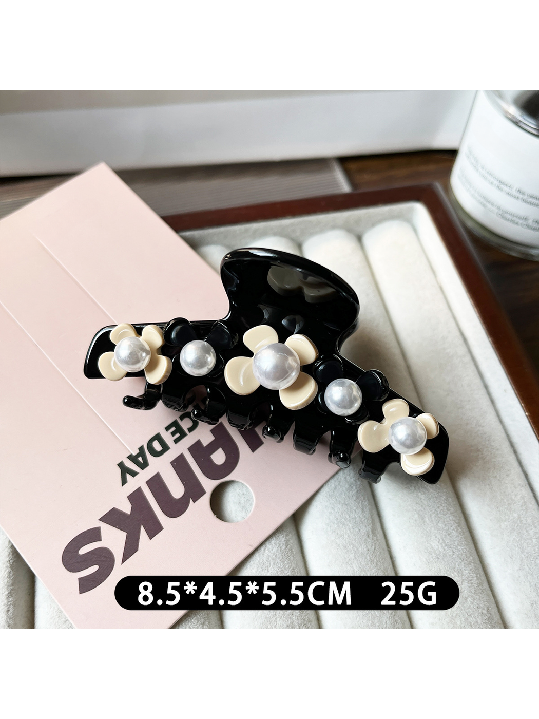 Beau - Flower Accent Ring Shape Acetate Claw Clip