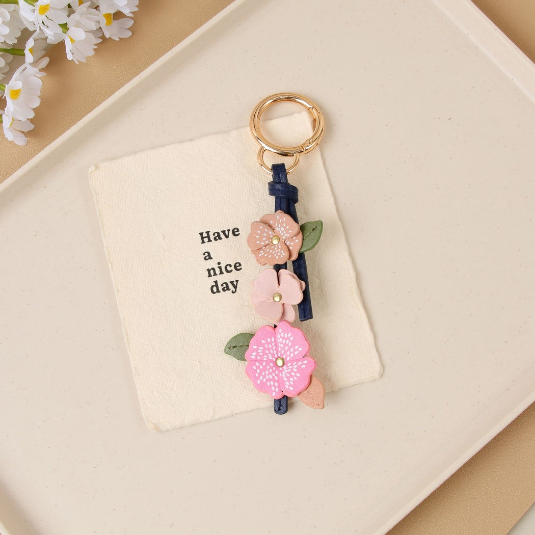 Keypus - Sweet Floral PU Bag Charm Keychain