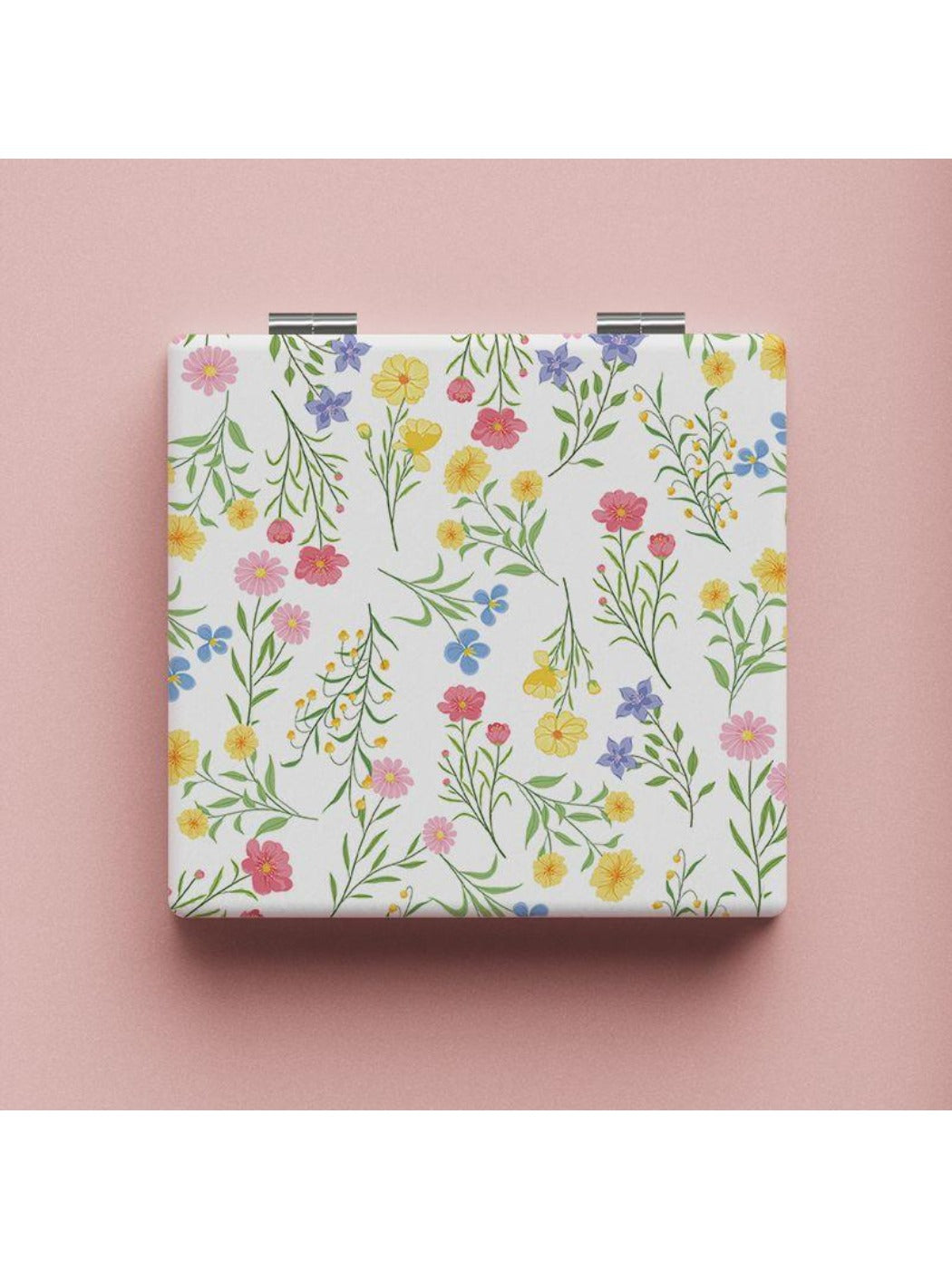 Mirroray - Minimalist Floral Pattern Square Compact Mirror