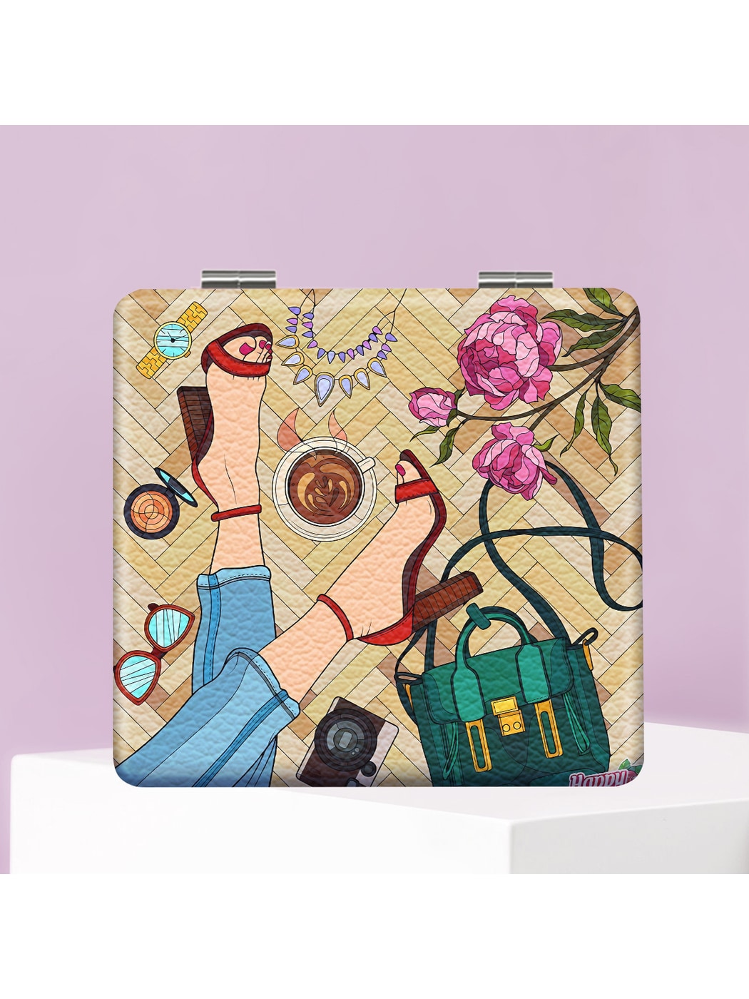 Mirroray - Leisurely lifestyle Cartoon Print Makeup Mirror
