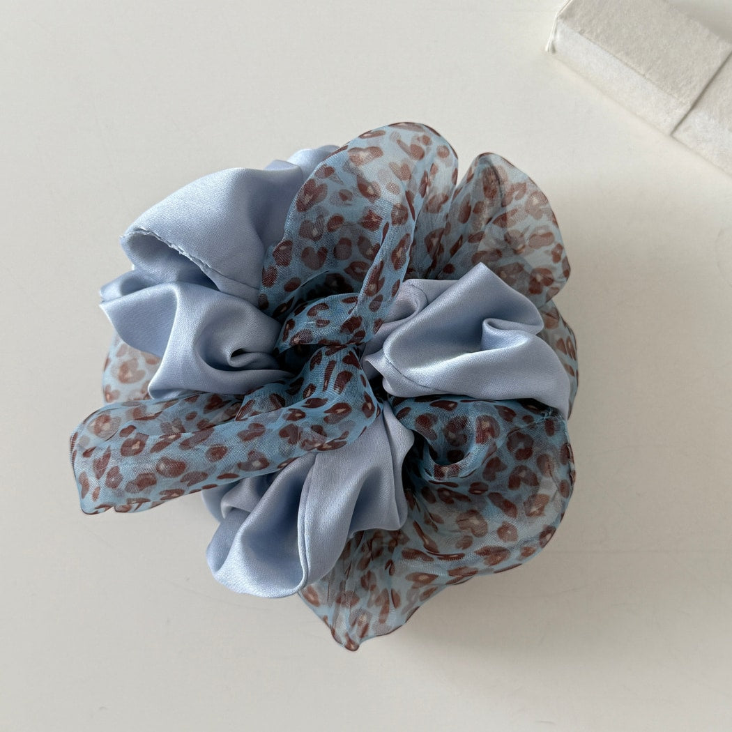 Gifty - Leopard Print Mesh Ruffled Scrunchie