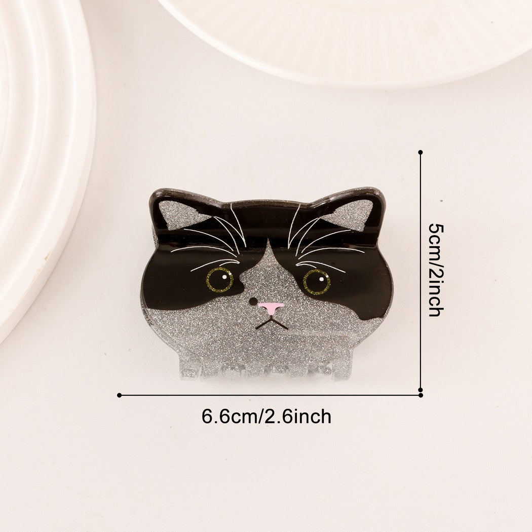 Beau - Apple and Cat Shape Glitter Claw Clip