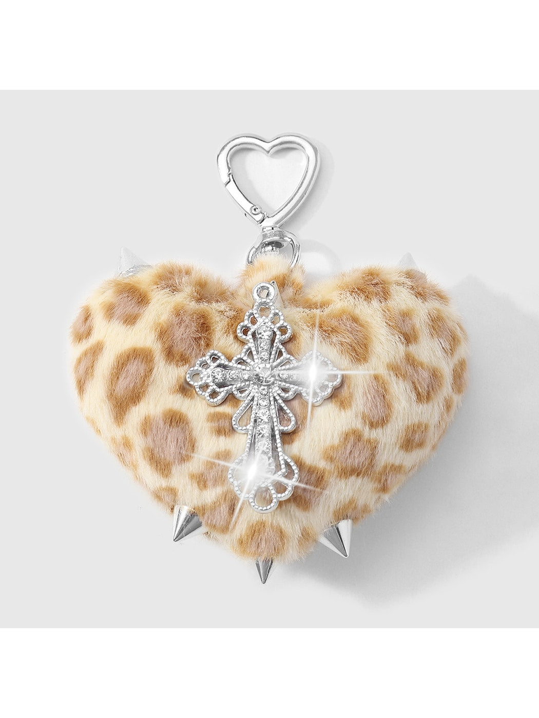 Keypus - Y2K Leopard Heart Cross Bag Charm Keychain