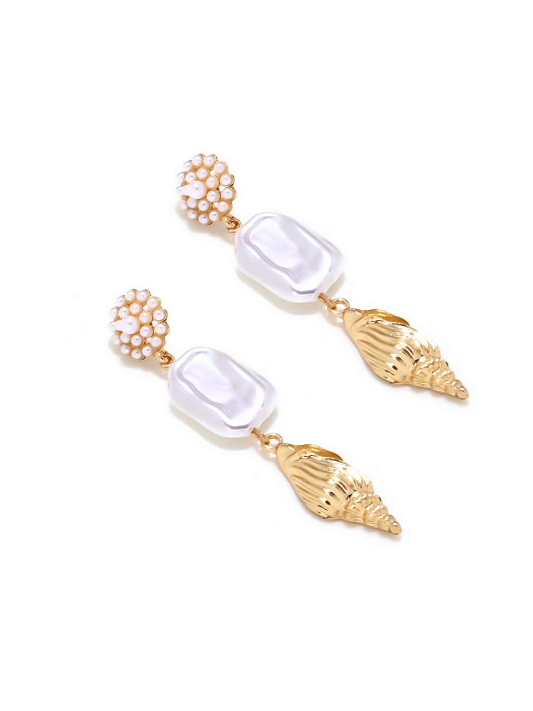 Earedge - Alloy Conch Statement Drop Earrings
