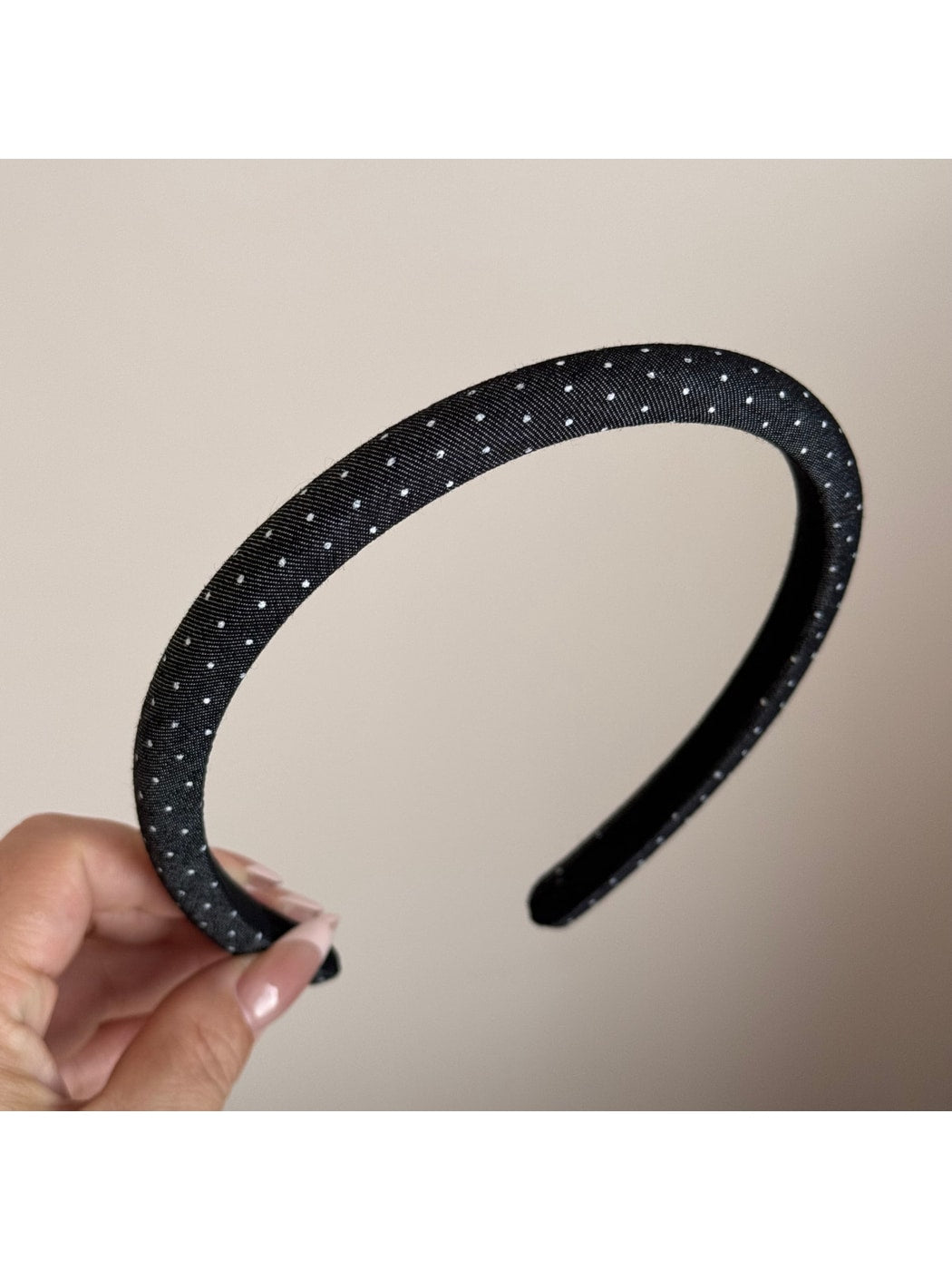 Gifty - Padded Dotted Denim Look Headband