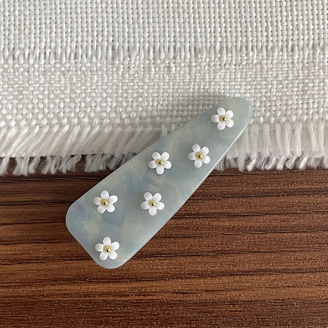 Beau - Pastel Floral Accent Triangle Side Barrette