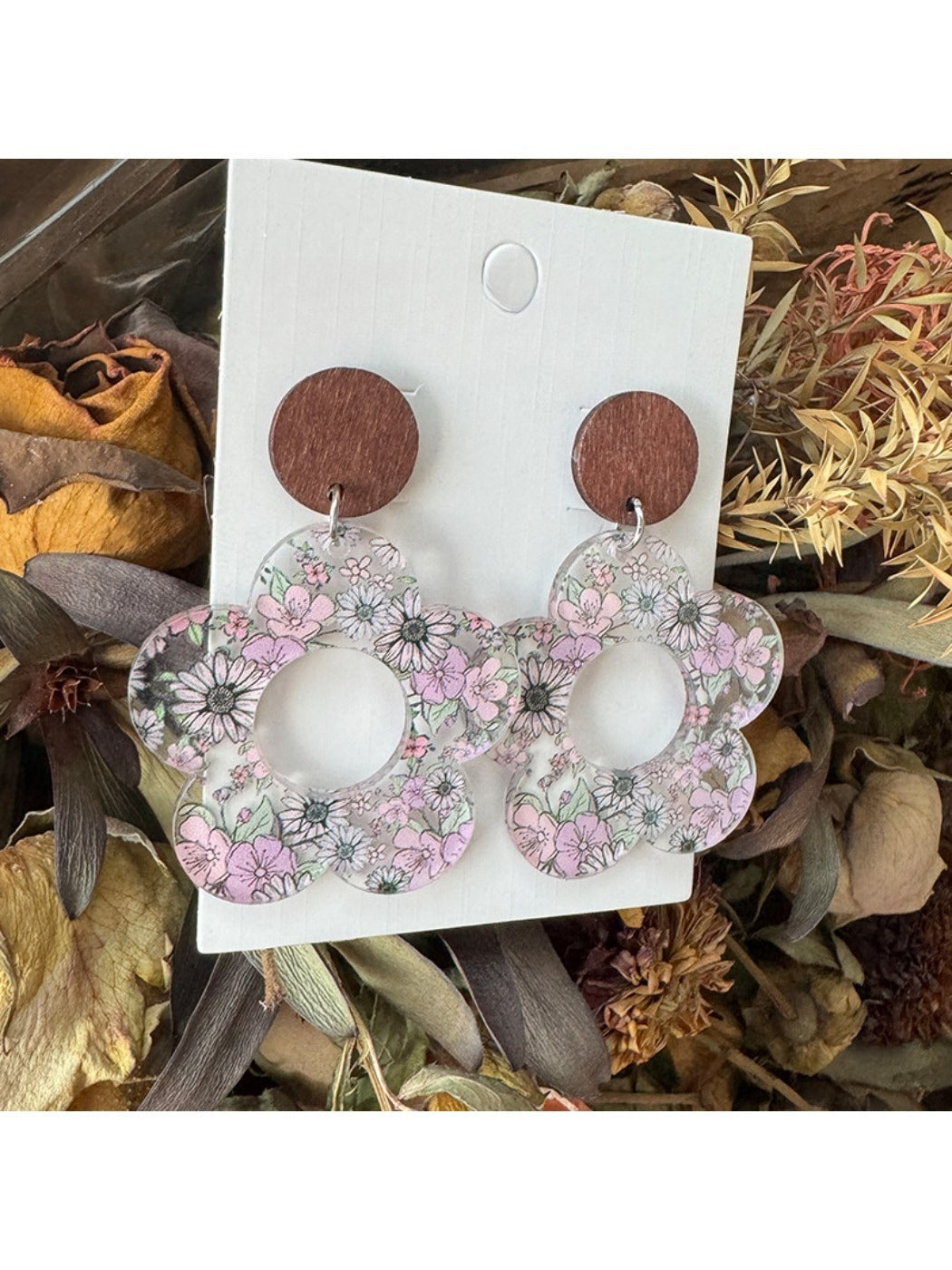 Earedge - Printed Daisy Patchwork Earrings