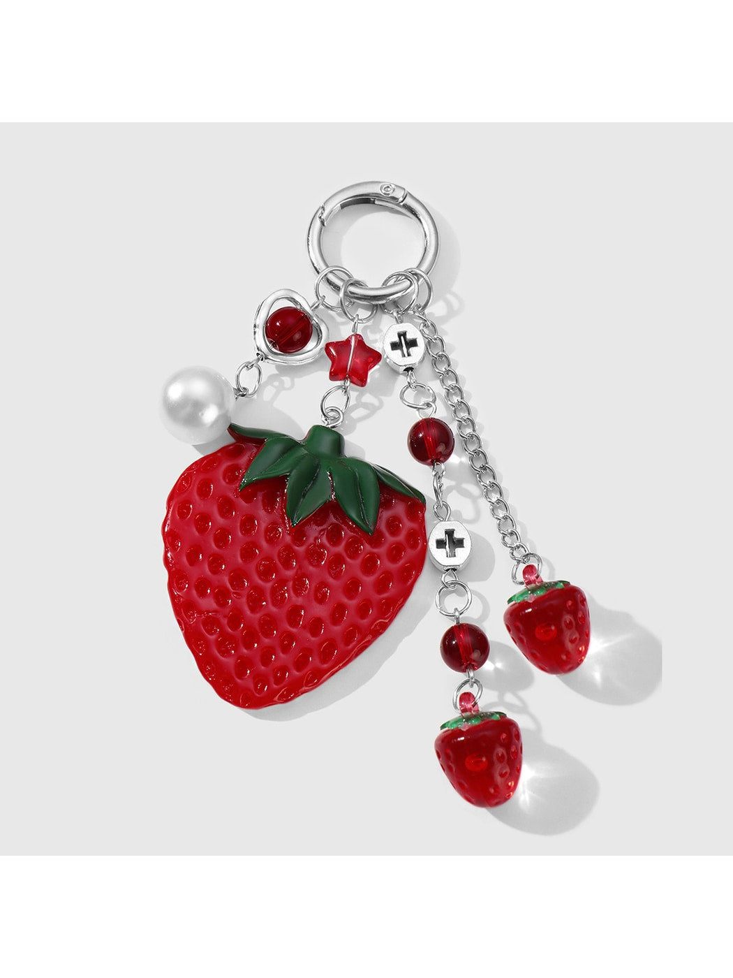 Keypus - Y2K Strawberry Bow Acrylic Bag Charm Keychain
