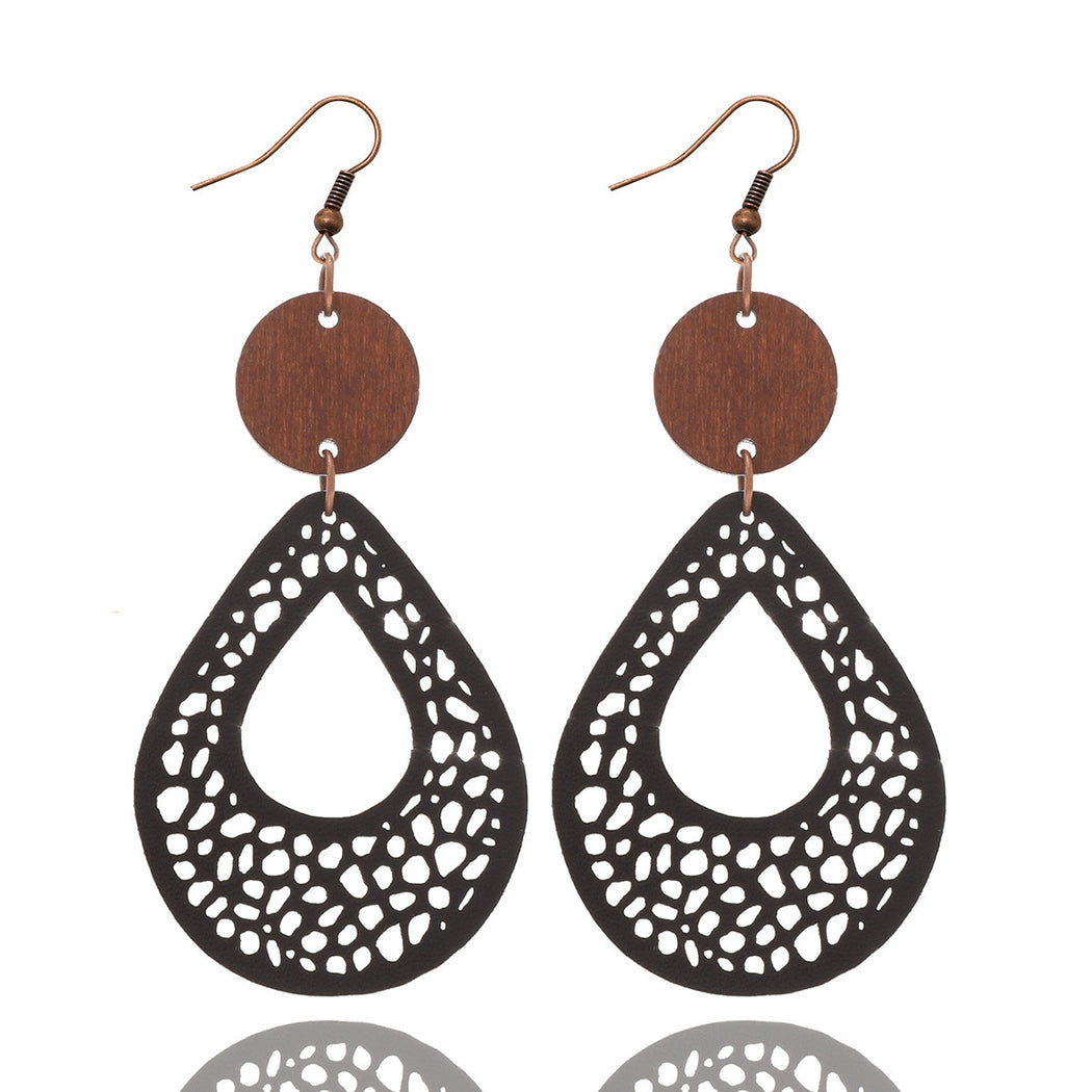 Earedge - Openwork Teardrop Drop Earrings