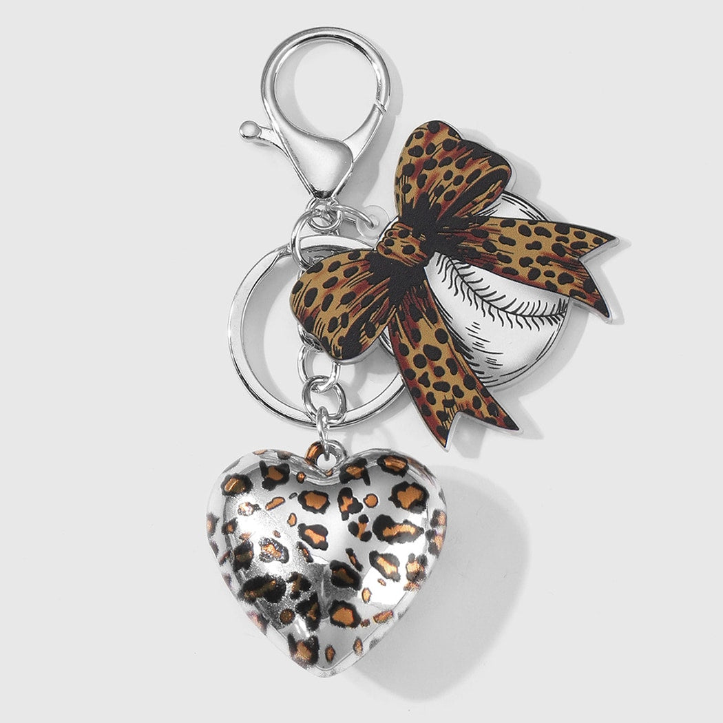 Keypus - Y2K Leopard Print Bow Charm Keychain