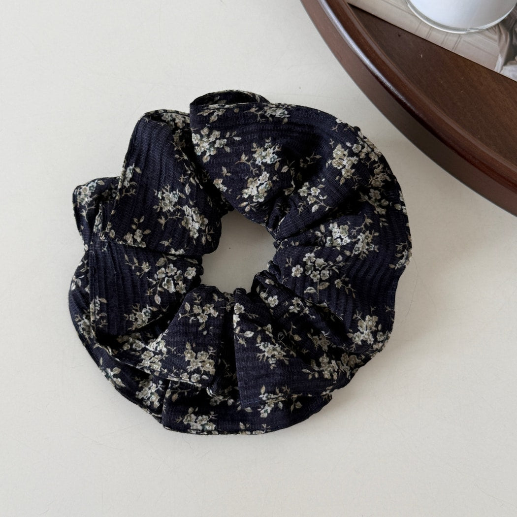 Gifty - Double Layer Floral Print Ruffled Scrunchie