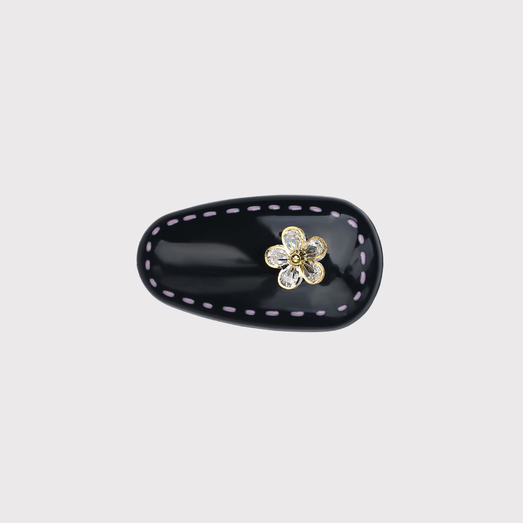 Beau - Elegant Black Rounded Floral Hair Clip Set
