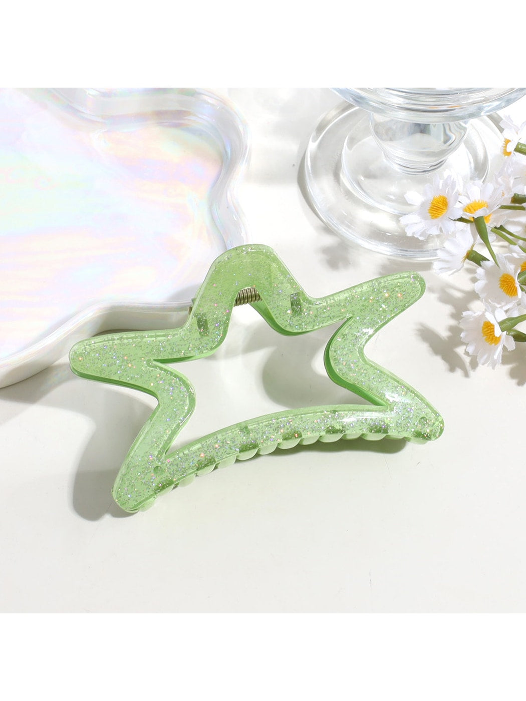 Beau - Glitter Star Shaped Plastic Alloy Claw Clip