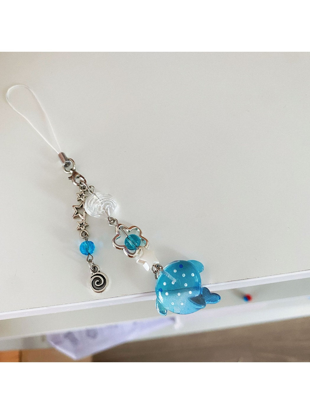 Keypus - Cute Beaded Polka Dot Shark Phone Charm