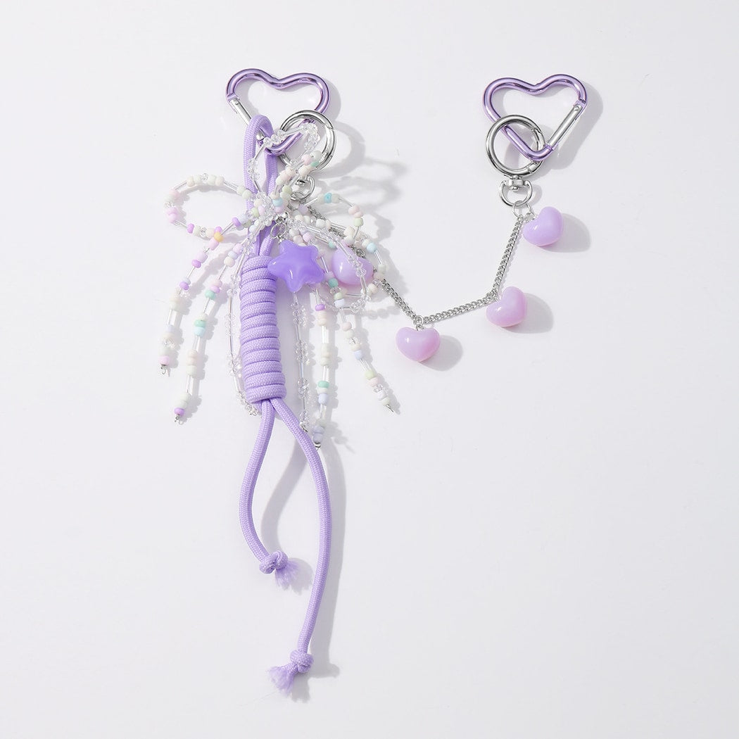 Keypus - Purple Beaded Bow Cord Keychain