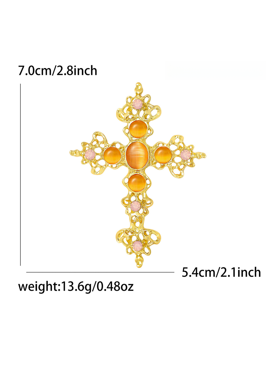 Brovia - Cross Rhinestone Alloy Statement Brooch