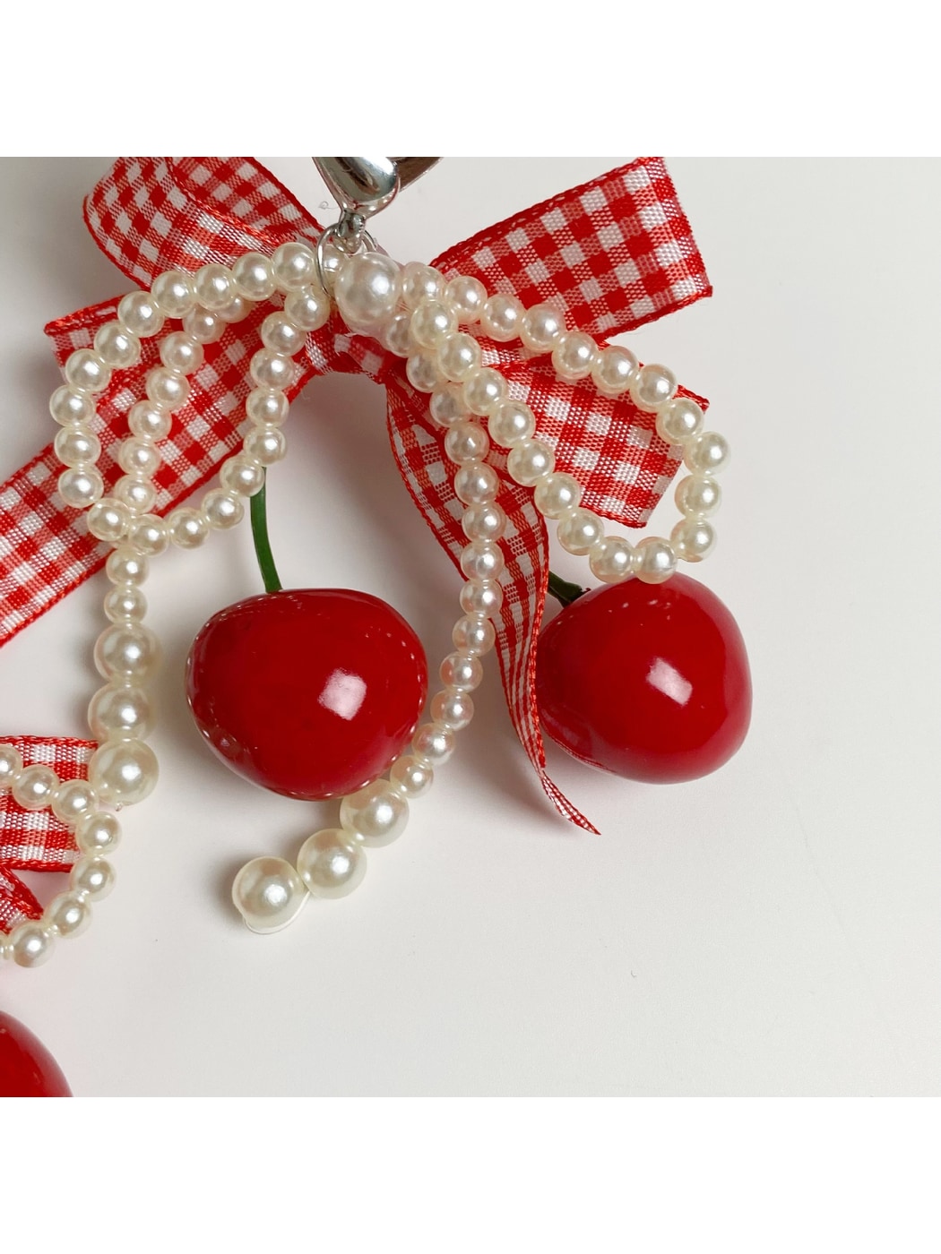 Keypus - Cherry Gingham Bow Bag Charm Keychain