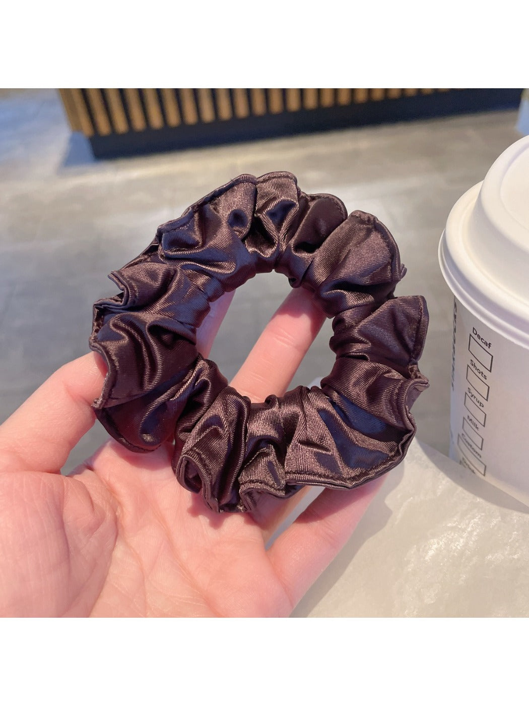 Gifty - Satin Scrunchie With Pleated Ruffle Trim