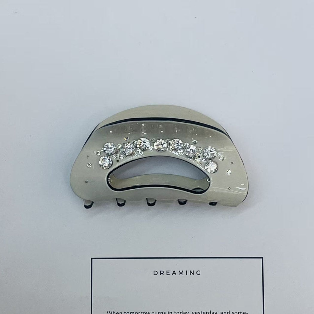 Beau - Modern Oval Rhinestone Accent Hair Claw Clip