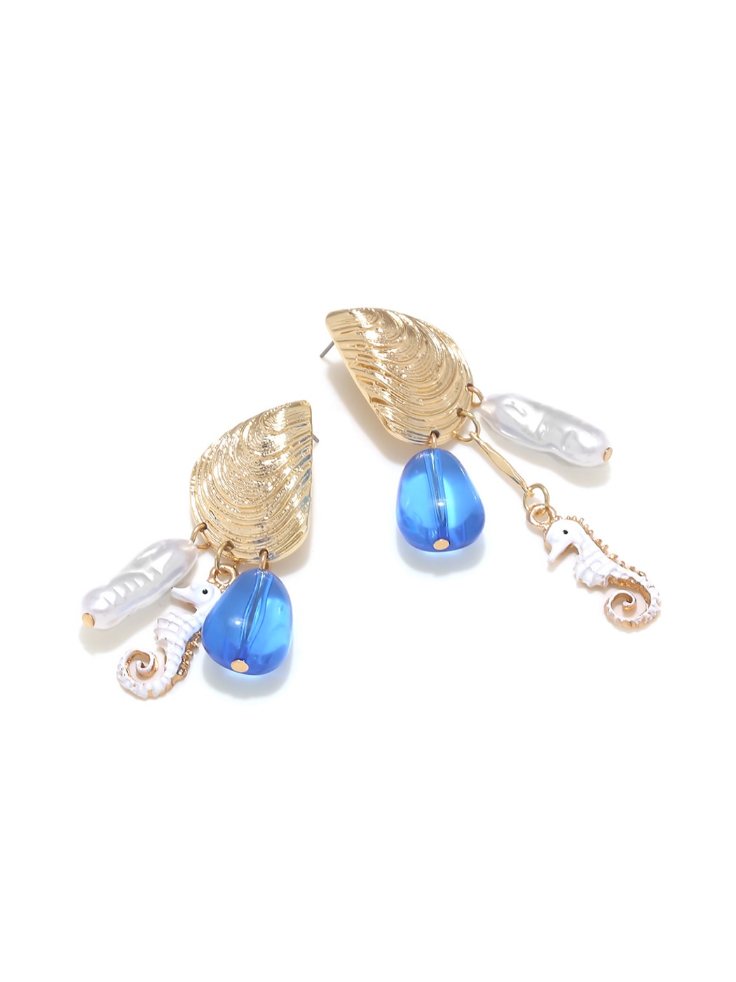 Earedge - Baroque Style Ocean Motif Dangle Earrings