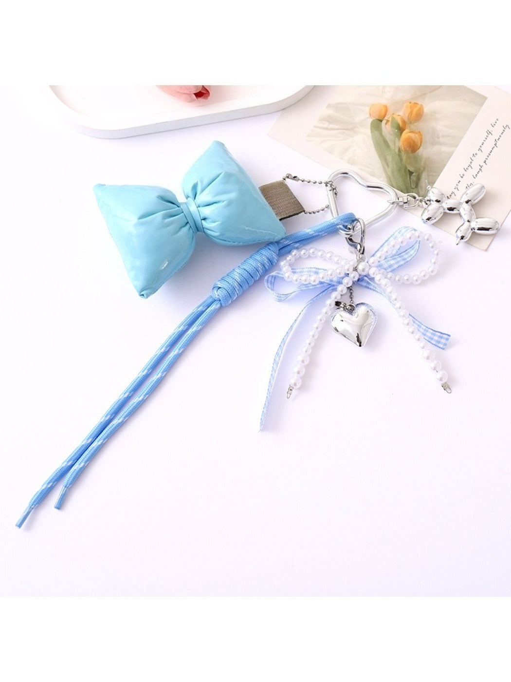 Keypus - Bow Heart-Shaped Woven Cord Keychain
