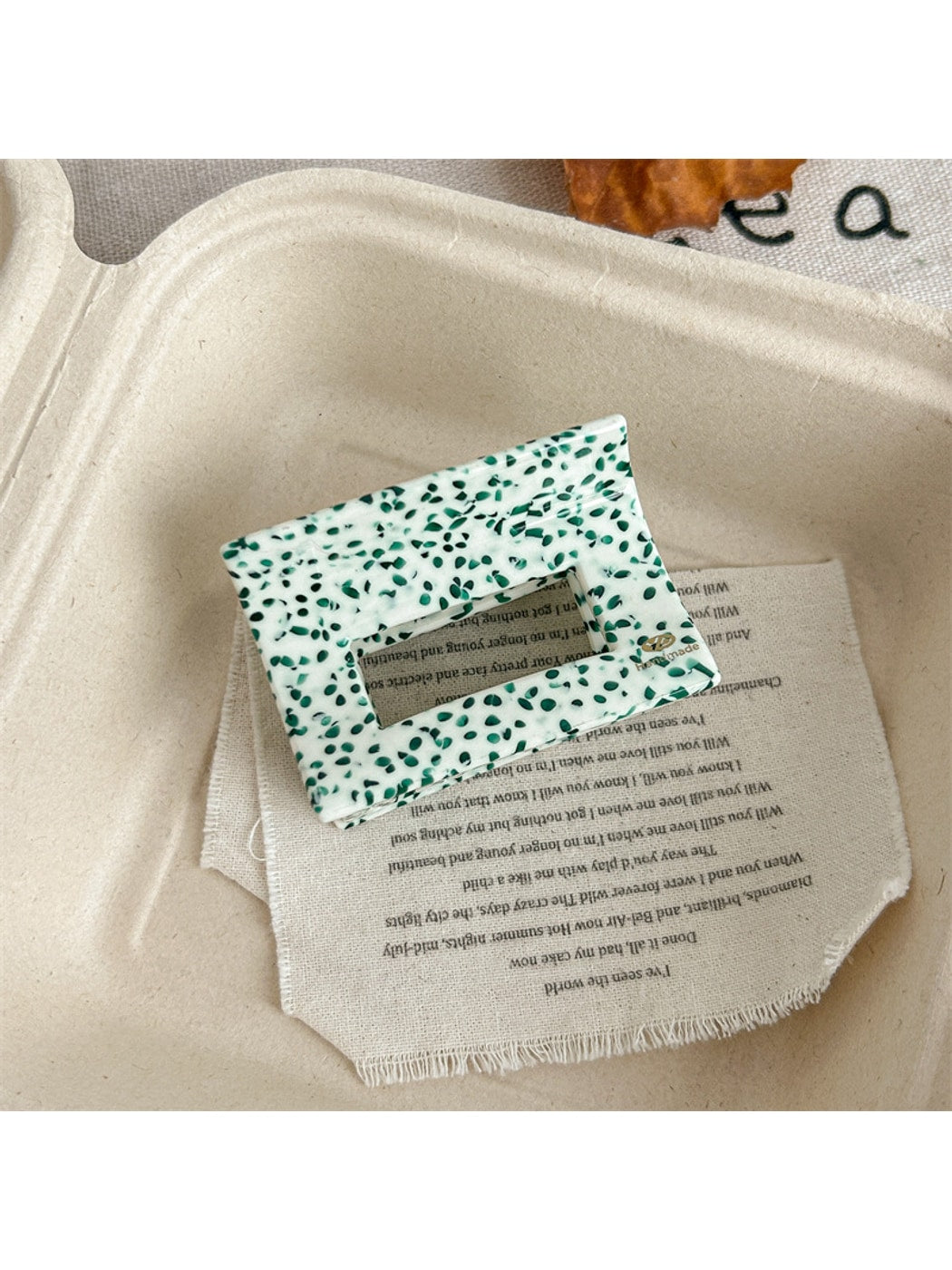 Beau - Retro Dot Pattern Square Acetate Hair Claw Clip